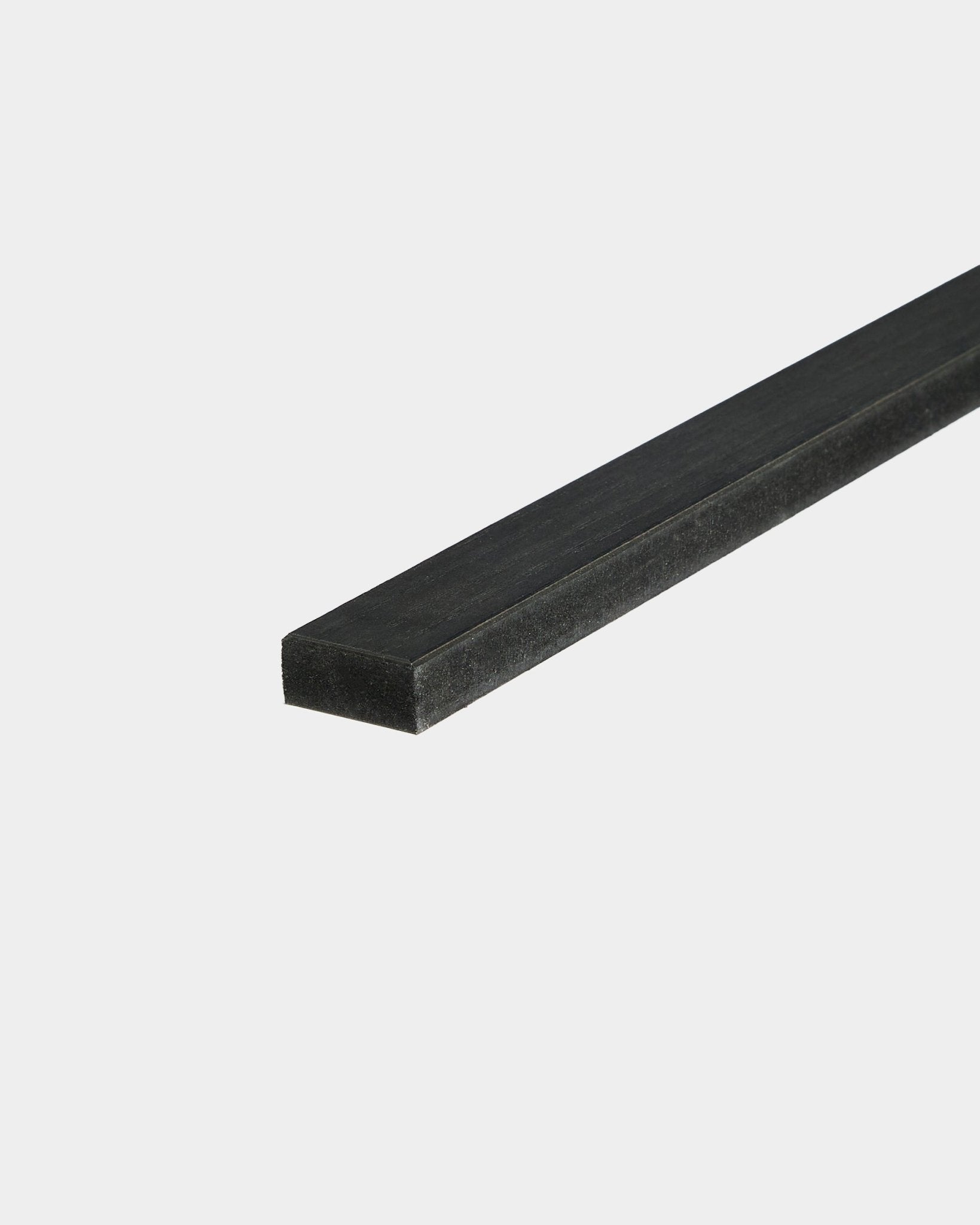 WoodUpp Lamella in Black Ash, 240 cm—a black flat lamella bar for Akupanel slat replacements or edge trims—displayed on a white background.